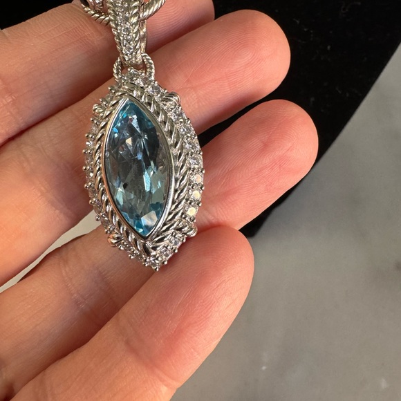 Judith Ripka SS and blue quartz 18 inch necklace . - Picture 11 of 15